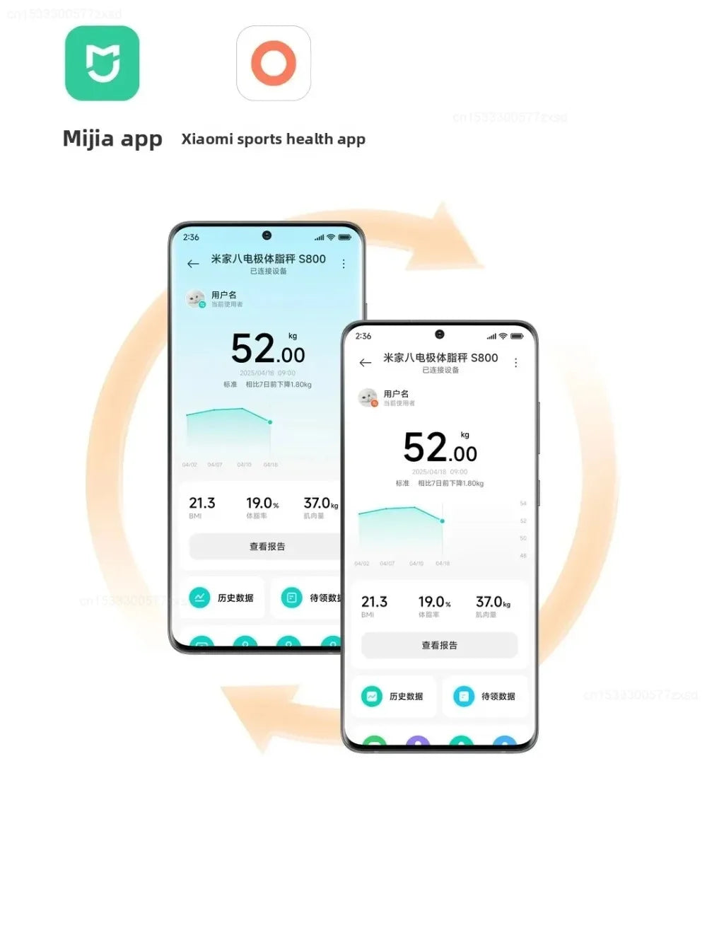 Mijia Smart Scale S800 8-Electrode Body Fat Analyzer Bluetooth Scale - 14