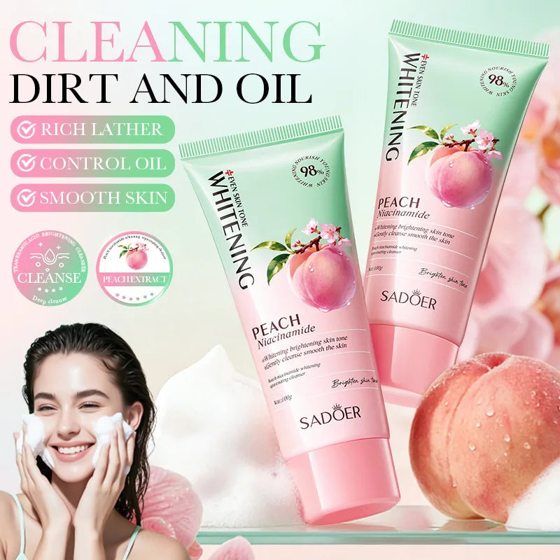 SADOER Peach Niacinamide Facial Cleanser Brightening Face Wash 100g