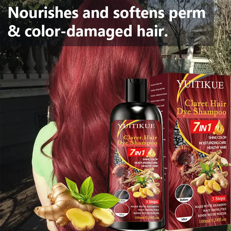 7 in 1 Claret Herbal Hair Dye Shampoo 100ml