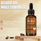 Lockmio Men Beard Oil and Grooming Brush Set Musk Scent