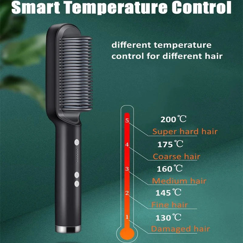 Professional Hair Straightener Brush Ceramic Fast Heating Styling Comb
