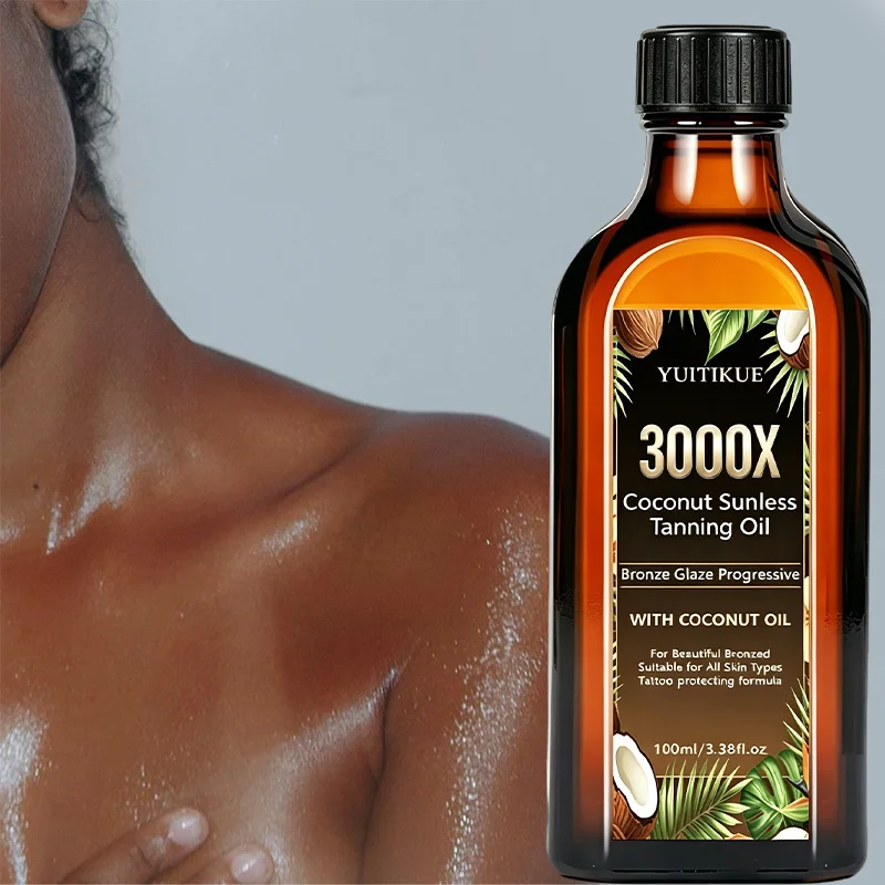 YUITIKUE Coconut Sunless Tanning Oil Progressive Bronze Glow 100ml - 8
