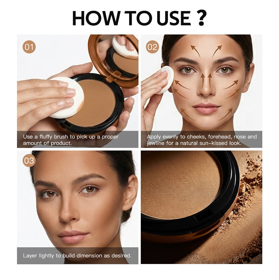 Matte Bronze Pressed Powder for Natural Sun-Kissed Look