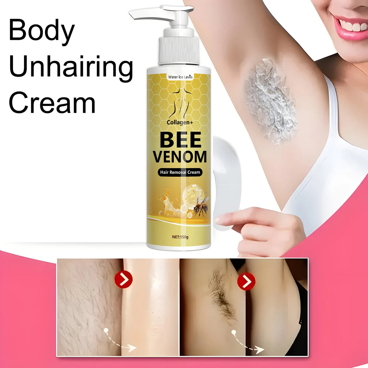 Bee Venom Hair Removal Cream Gentle Body and Underarm Depilatory Lotion