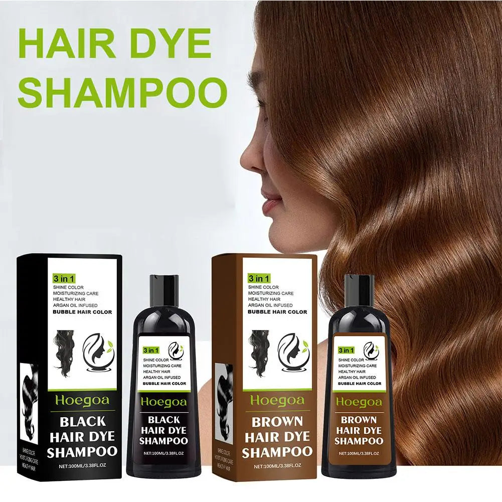 3 in 1 Herbal Hair Color Shampoo 100ml Black or Brown Dye