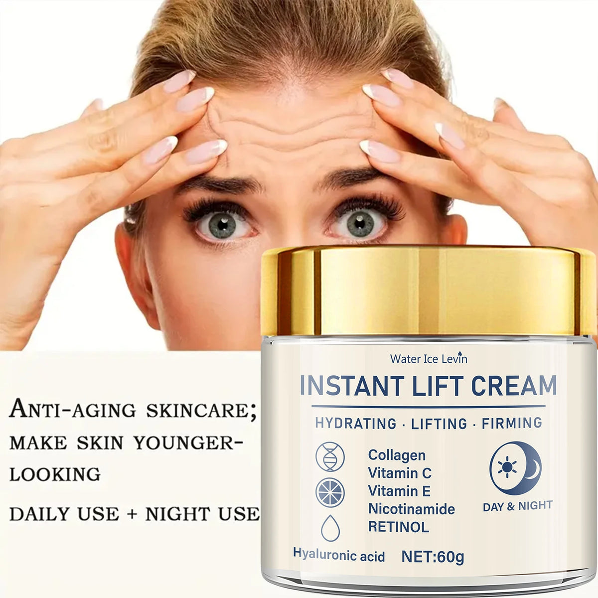 Instant Facial Firming Lifting Cream Retinol Hyaluronic Acid Moisturizer