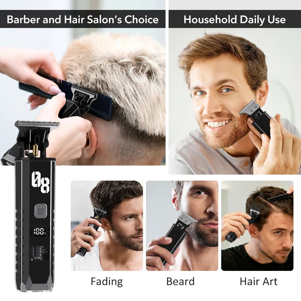 Professional Cordless Hair Trimmer with Digital Display
