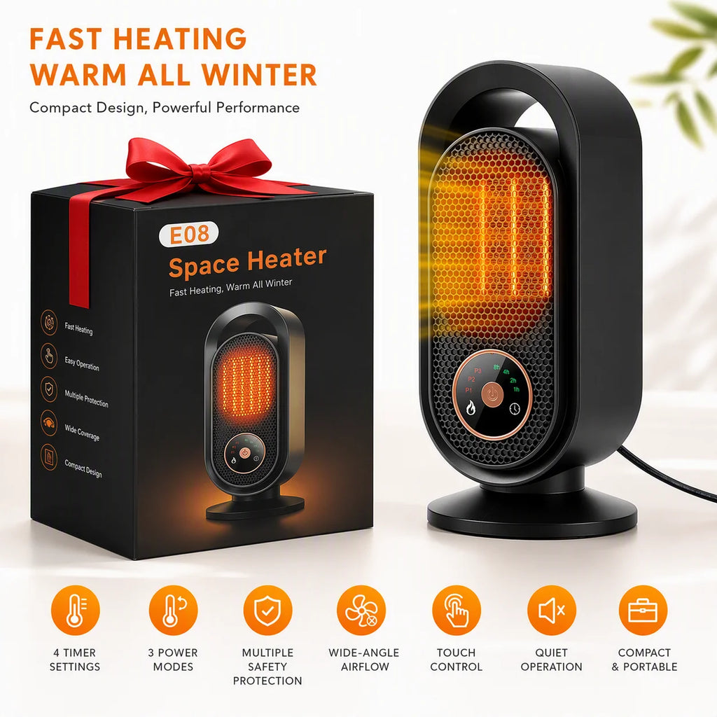 Portable Ceramic Space Heater with Timer and Touch Control