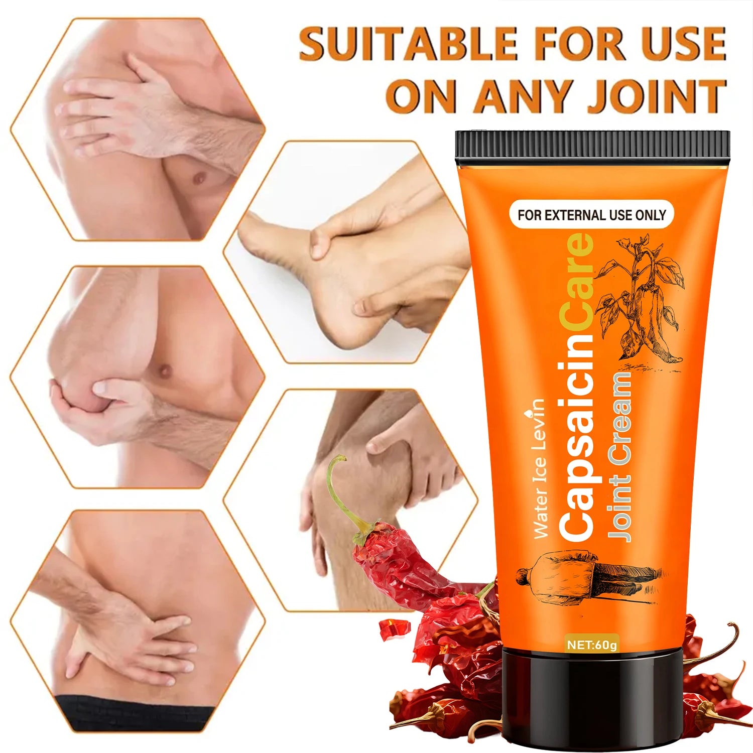 Capsaicin Joint Relief Cream Glucosamine Vitamin C Body Moisturizer - 5