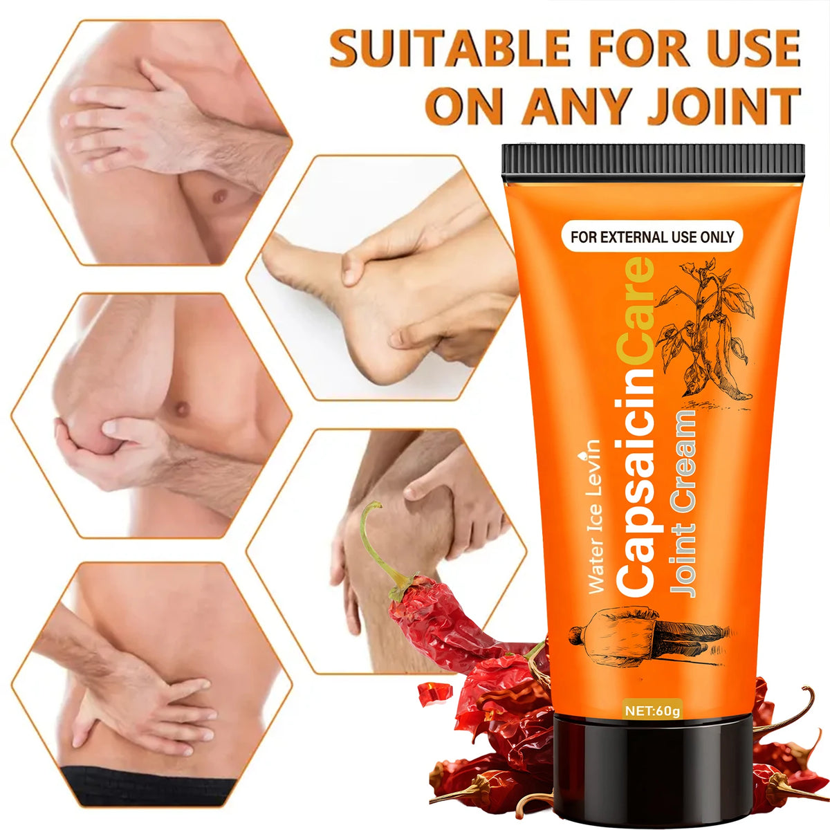 Capsaicin Joint Relief Cream Glucosamine Vitamin C Body Moisturizer