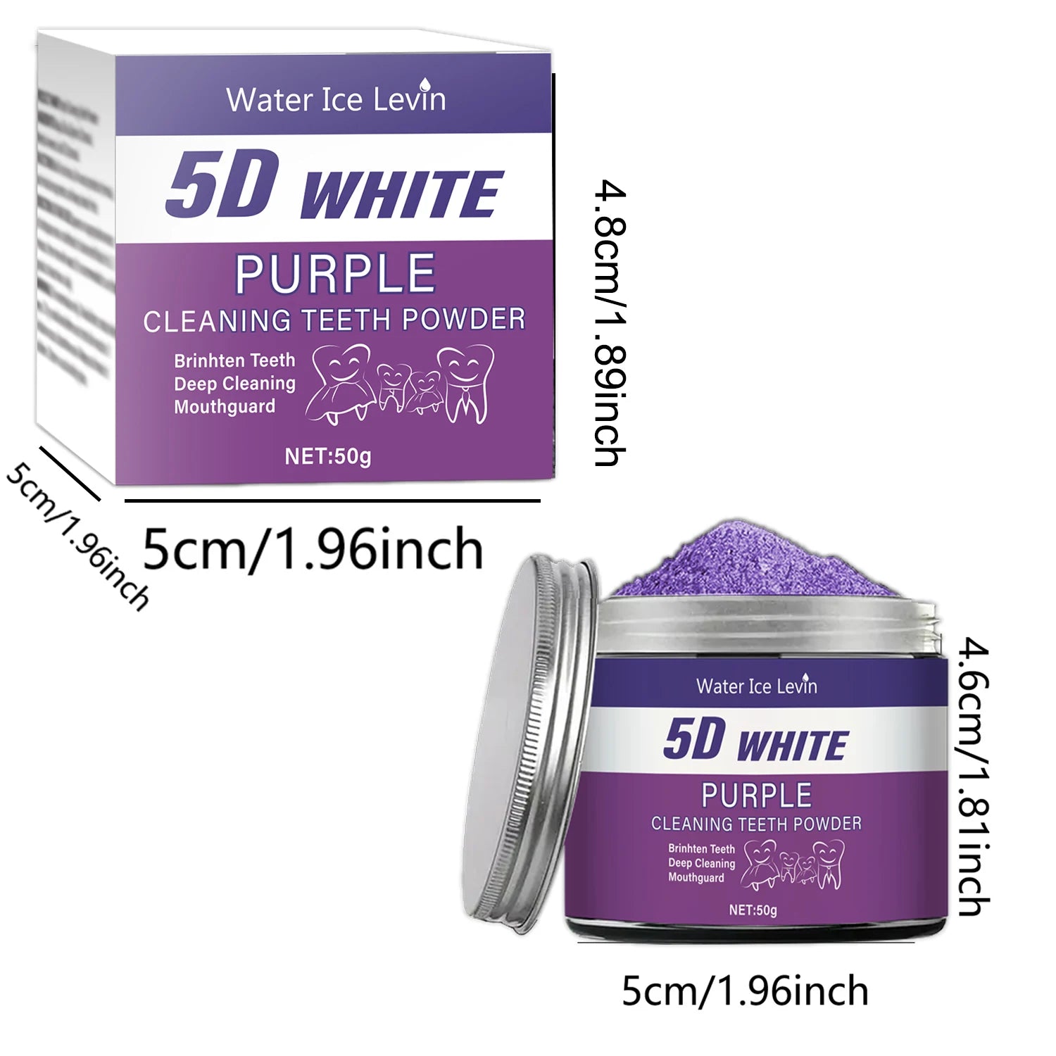 Purple Teeth Whitening Powder 50g Deep Cleaning Stain Removal - 5