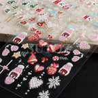 5D Embossed Christmas Nail Art Stickers for Holiday Manicures