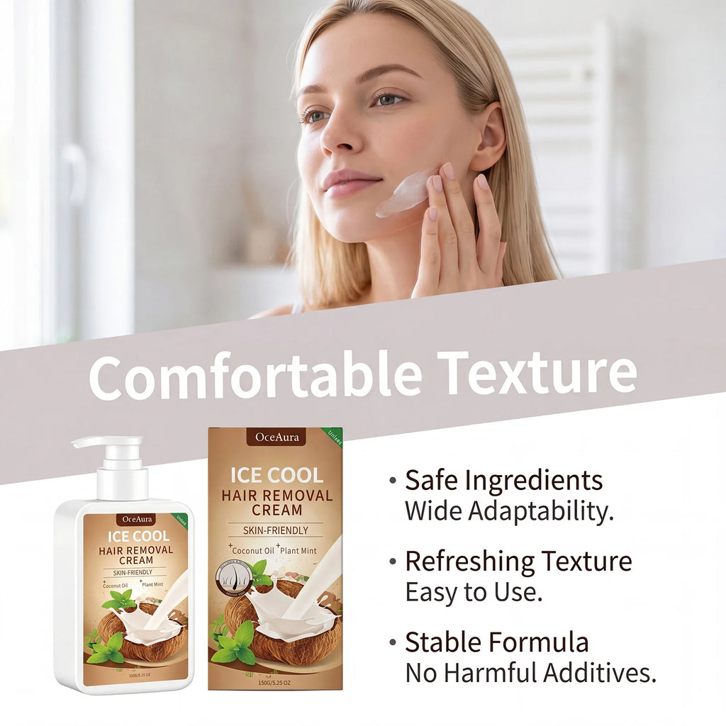 Painless Cooling Hair Removal Cream for Face and Body