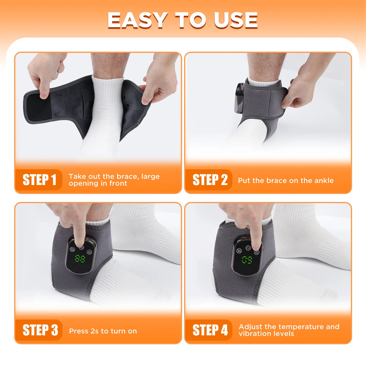 Heated Ankle Massager with Vibration Therapy for Pain Relief
