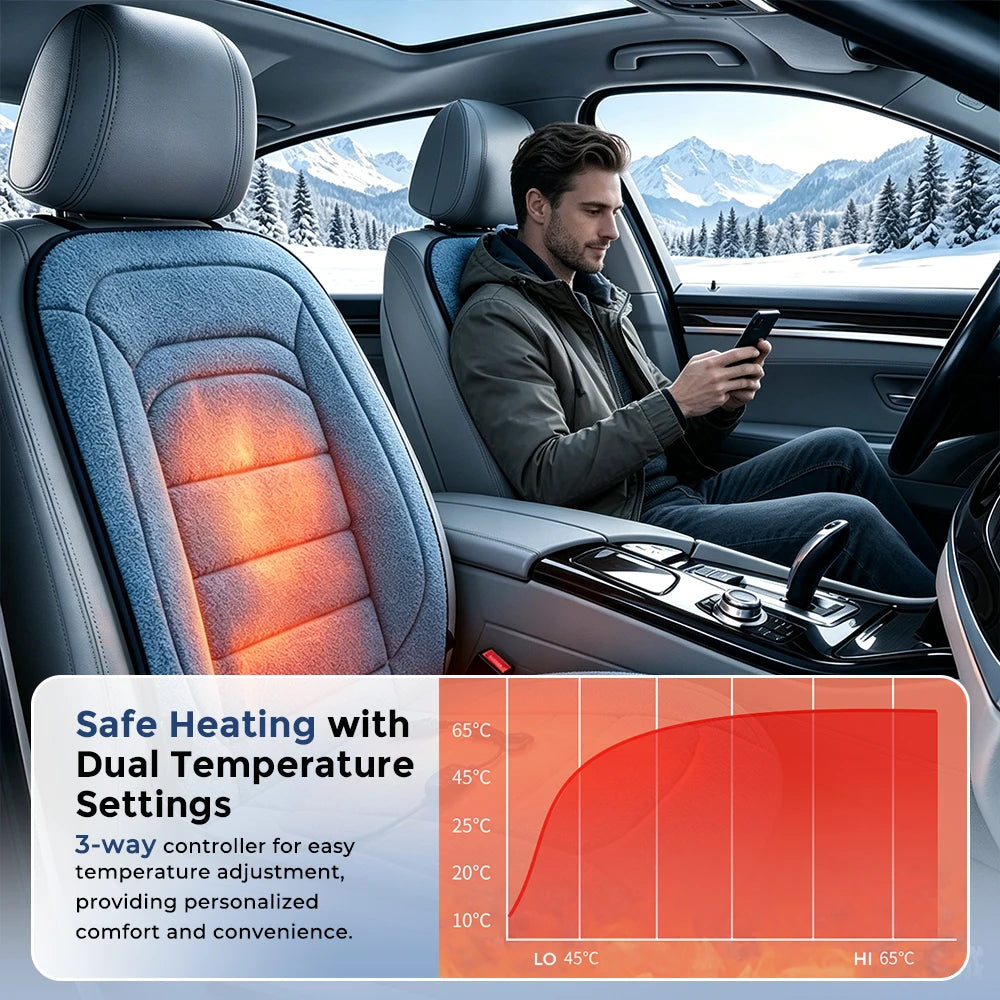 Heated Faux Lambswool Car Seat Cushion for Winter