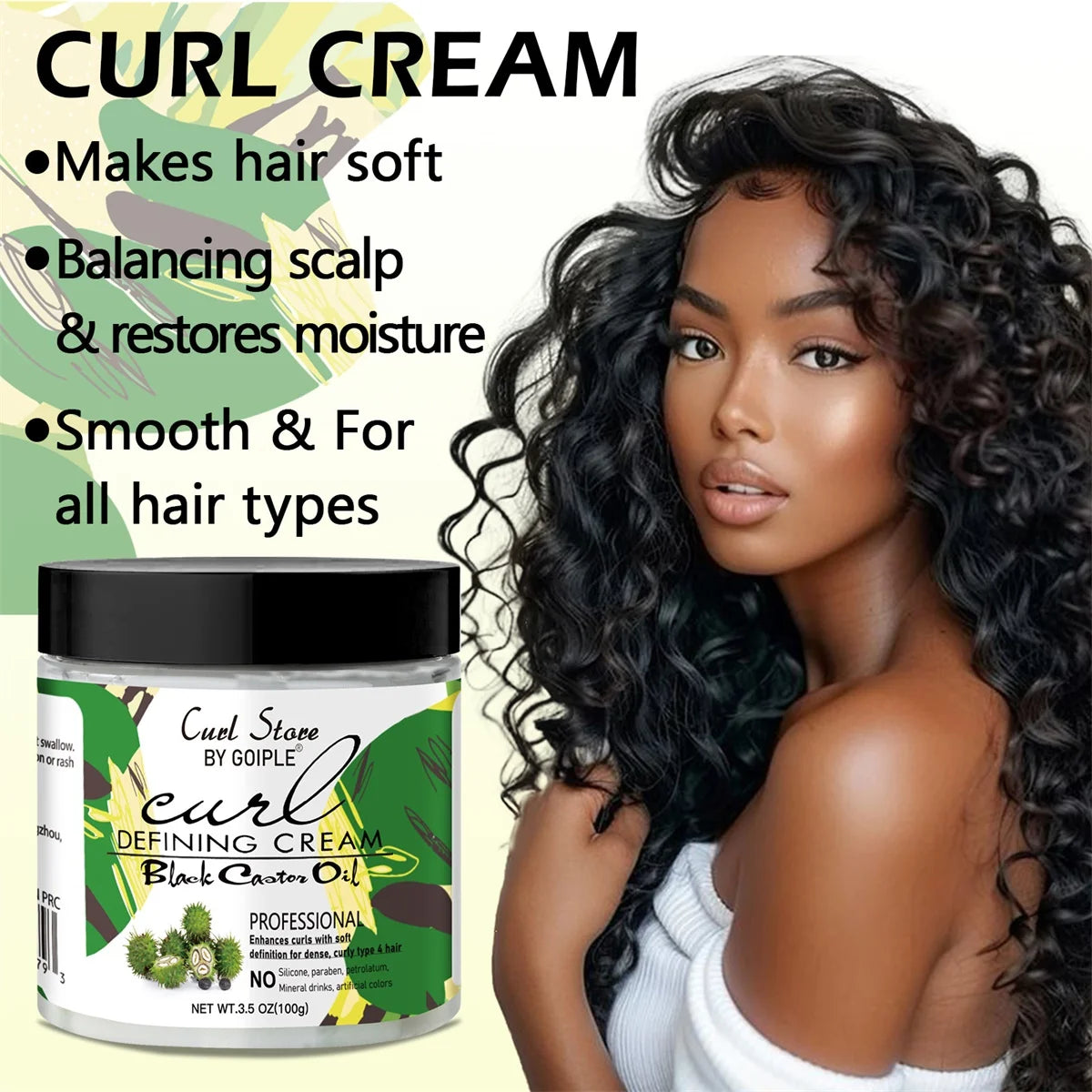 Goiple Black Castor Oil Curl Defining Cream and Hair Strengthening Kit - 2