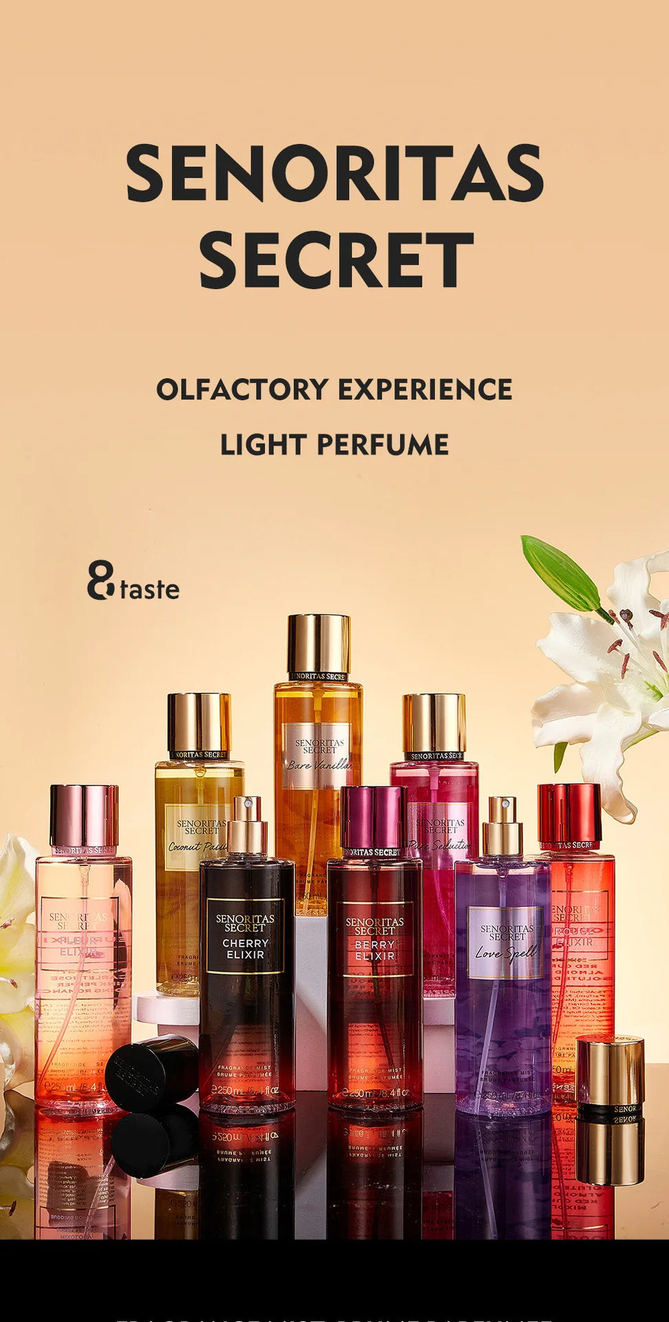 Floral Fruit Fragrance Mist Women Body Spray Vanilla Scent 250ml