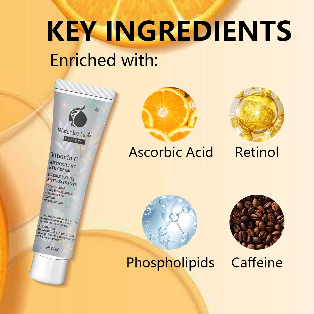 Vitamin C Eye Cream Antioxidant Brightening Caffeine Dark Circle Repair