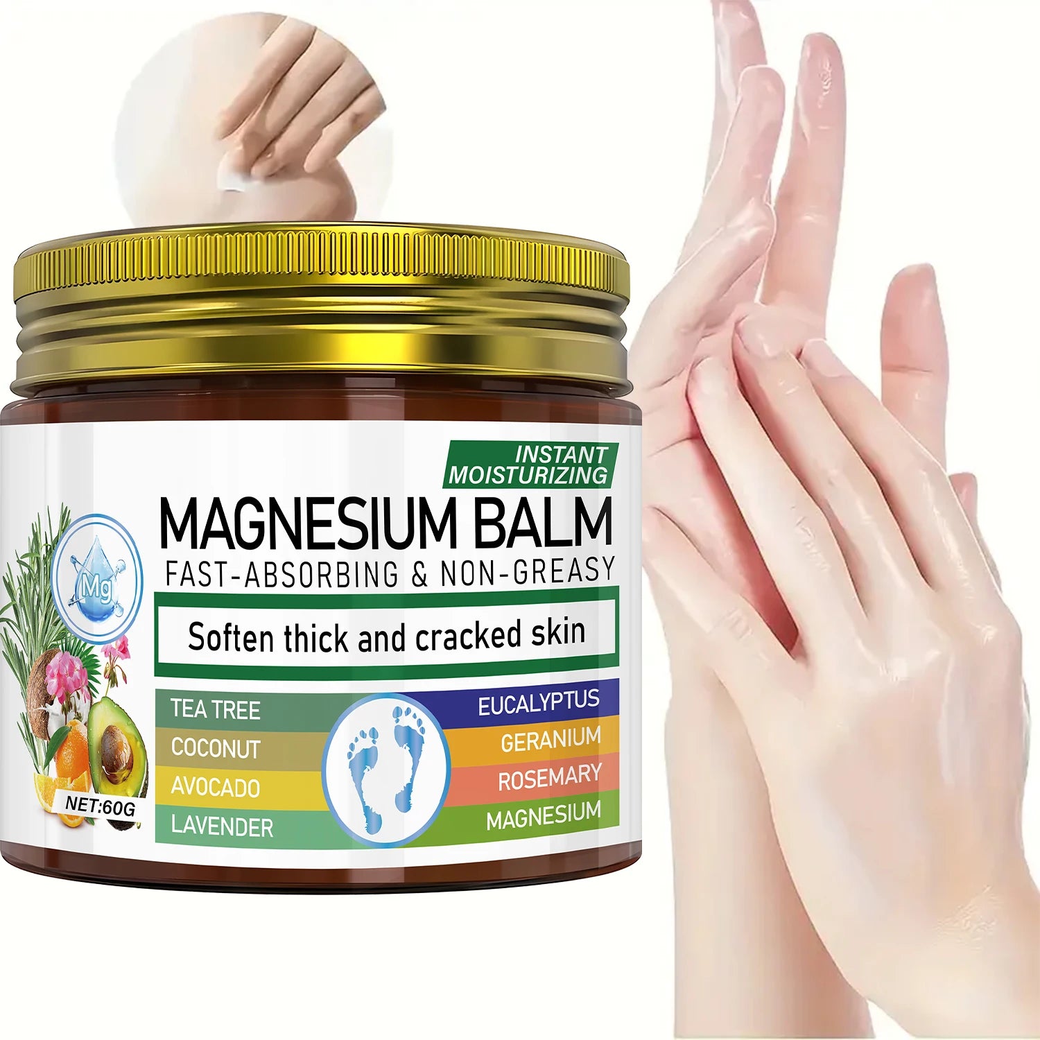Magnesium Body Balm Fast Absorbing Cream for Dry Cracked Skin - 2