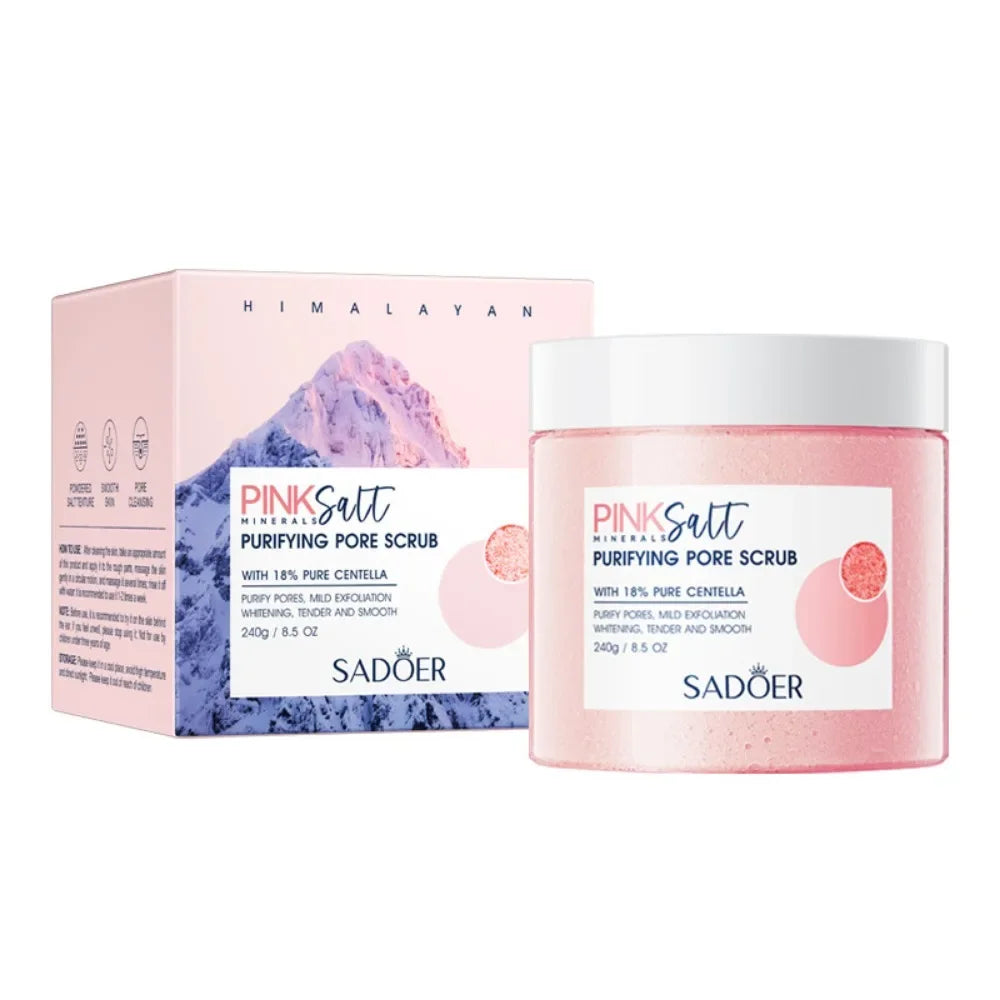 Sadoer Pink Himalayan Salt Body Scrub Exfoliating Pore Cleanser 240g