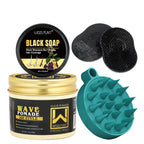 Shea Butter Hair Pomade with Wave Brush and Silk Rag Cap Set