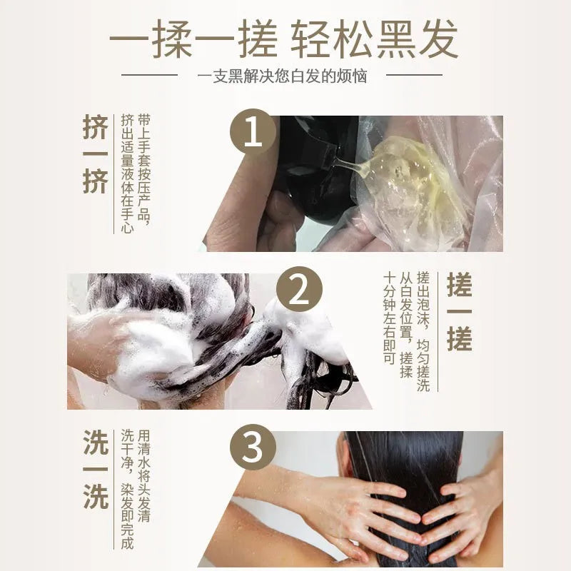 Organic Ginger Hair Blackening Shampoo 500ml Permanent Color Dye - 4