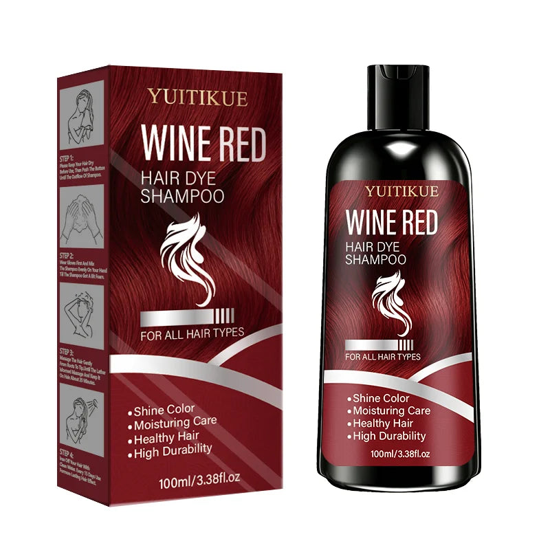 100ml Wine Red Hair Dye Shampoo Moisturizing Color Lock