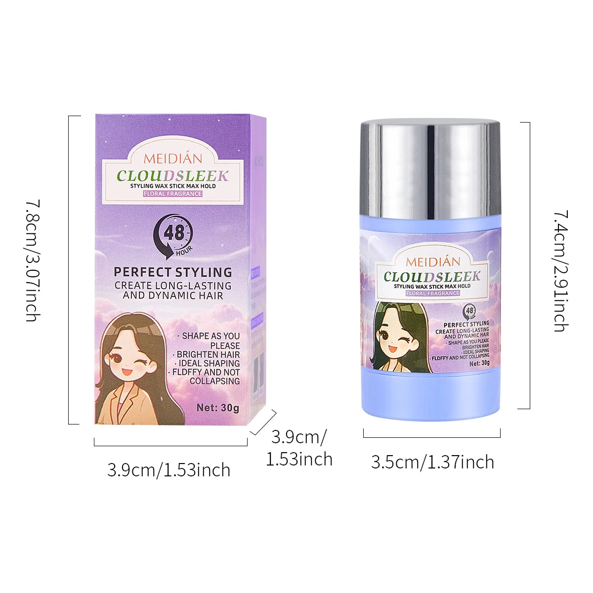 Meidian Hair Wax Stick Long Lasting Flyaway Tamer for Sleek Hairstyles - 4