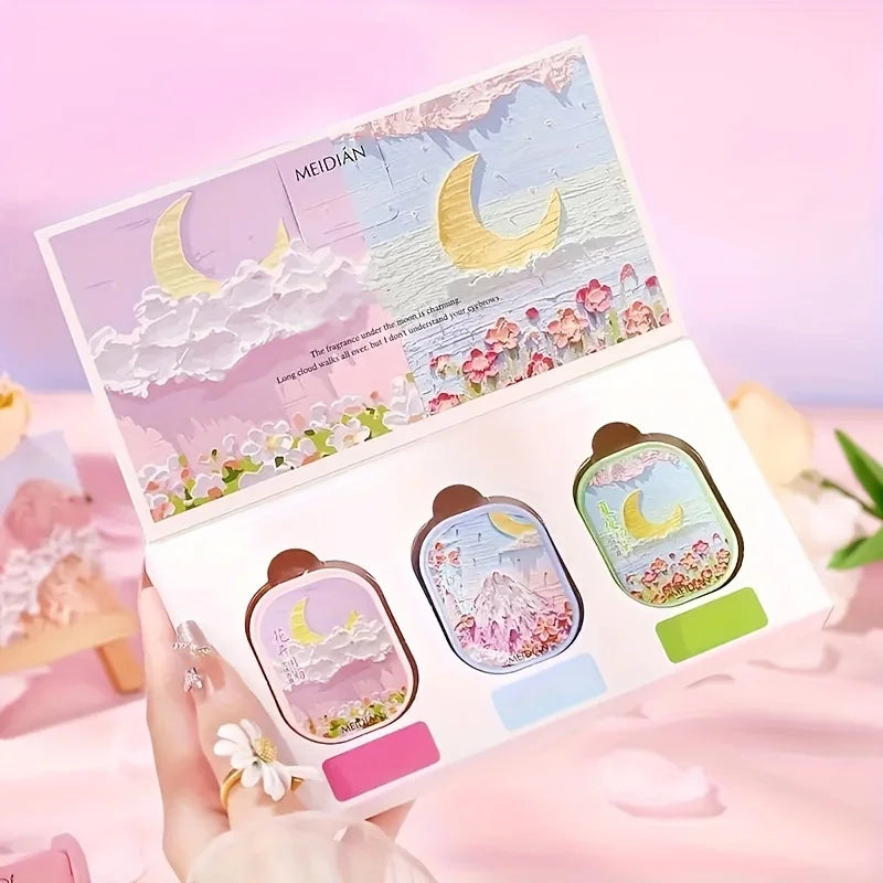 3pc Solid Floral Fragrance Cream Portable Perfume Balm Set