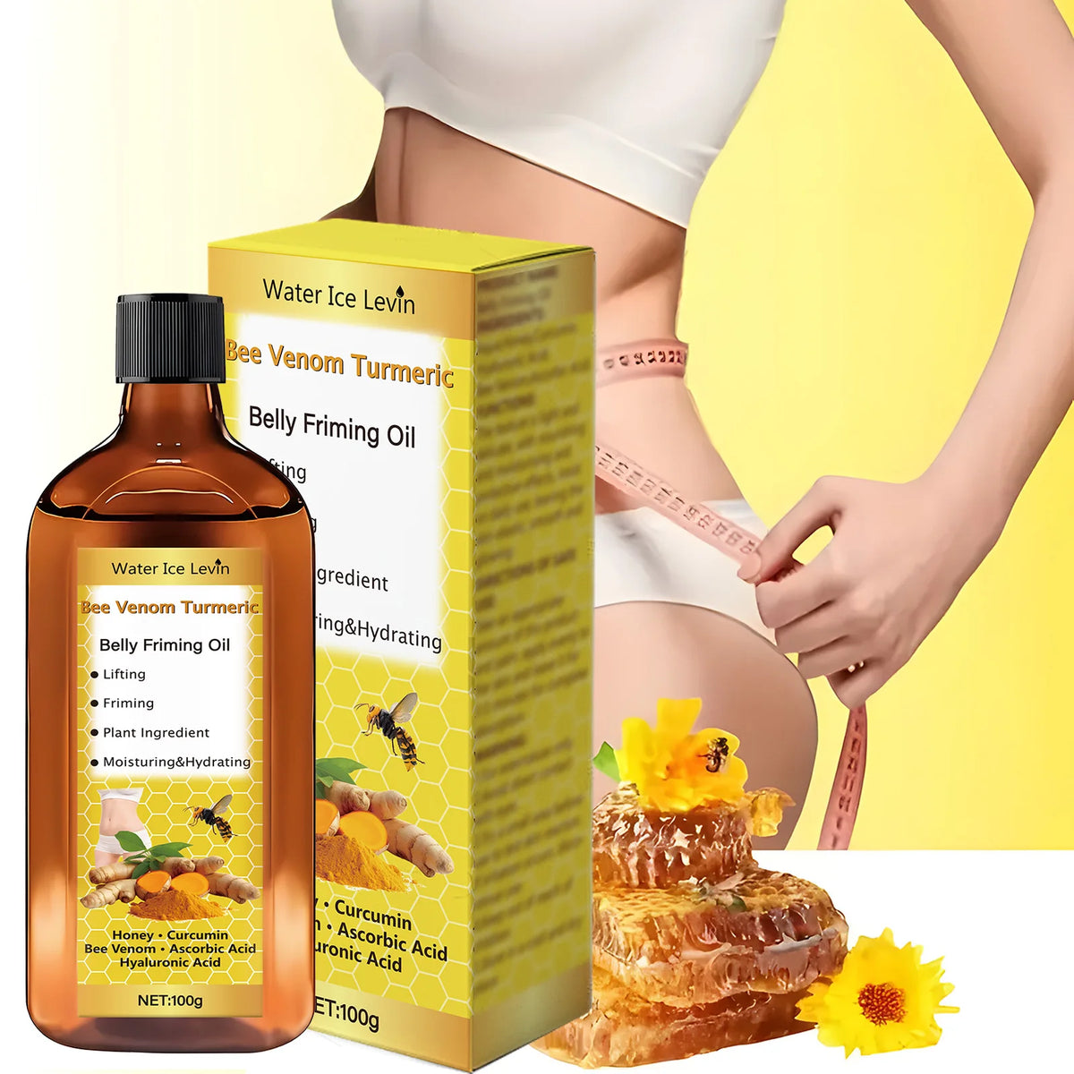 Bee Venom Turmeric Belly Firming Oil Moisturizing Body Massage Treatment