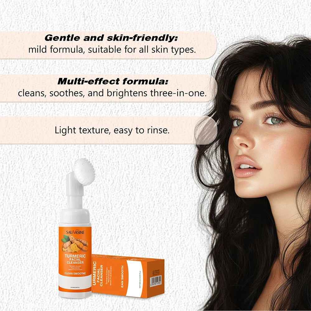 Turmeric Foaming Facial Cleanser with Brush Brightening Face Wash