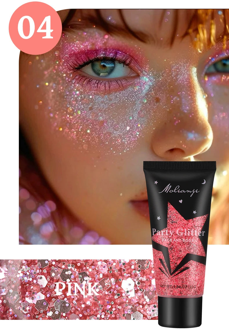 Molianji Glitter Gel Face and Body Shimmer Makeup for Parties - 17