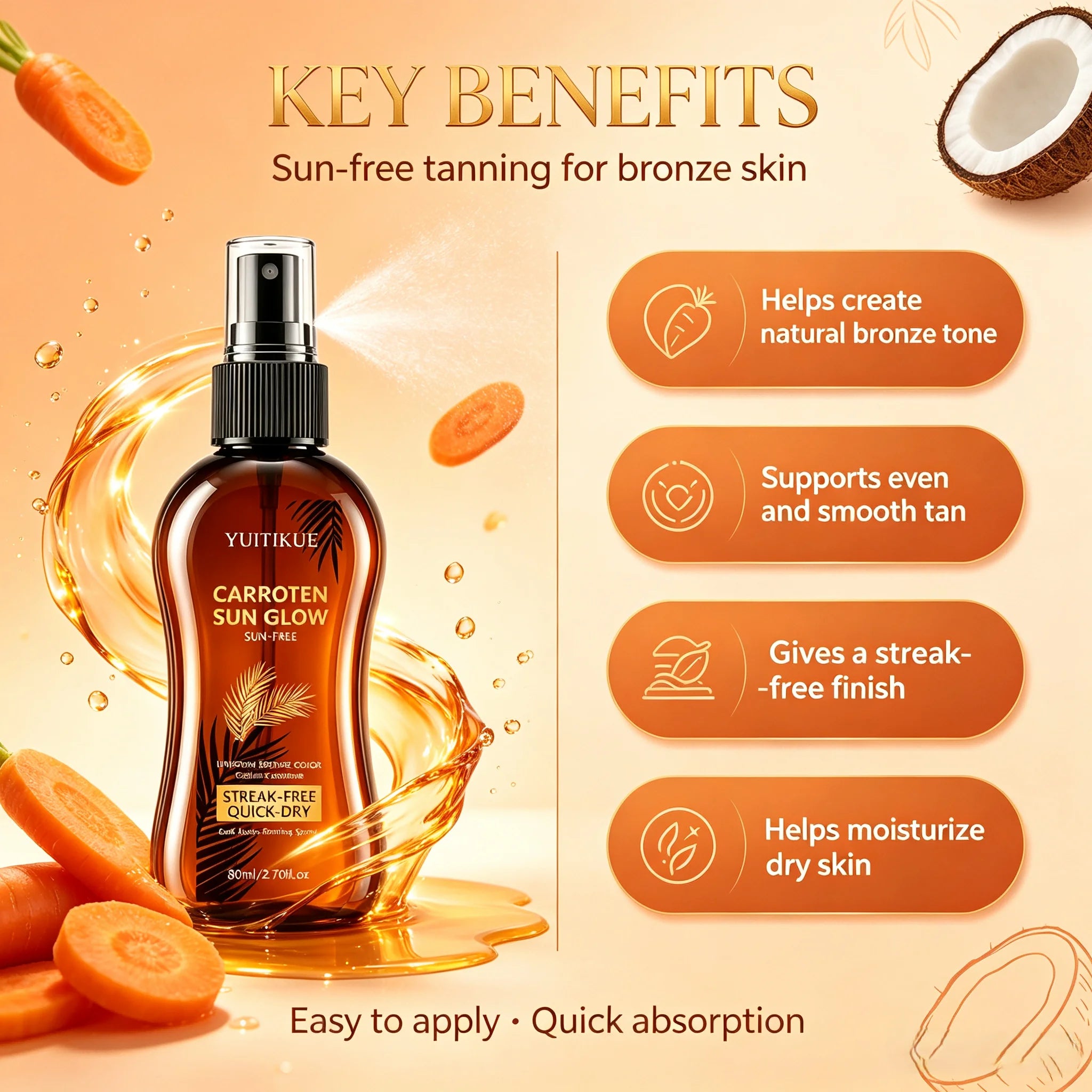 YUITIKUE Self Tanning Spray Streak Free Bronzing Sunless Tanning Mist - 7