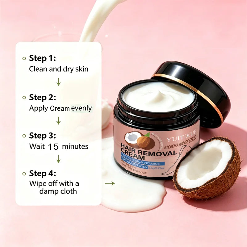 YUITIKUE Coconut Oil Hair Removal Cream Gentle Depilatory for Women