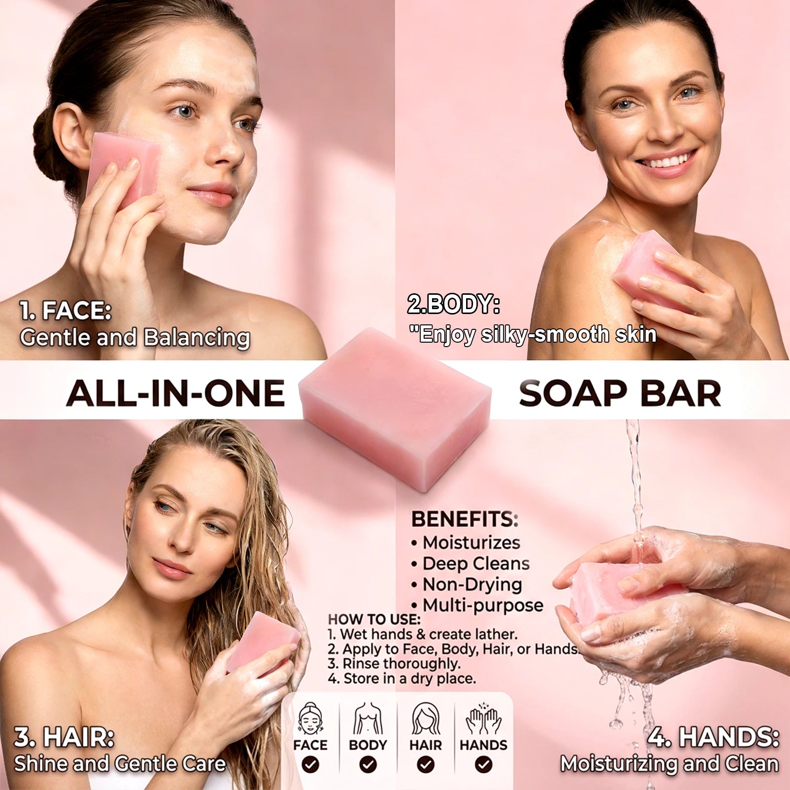 Handmade Sakura Soap Moisturizing Floral Scent Bar for Face and Body - 5