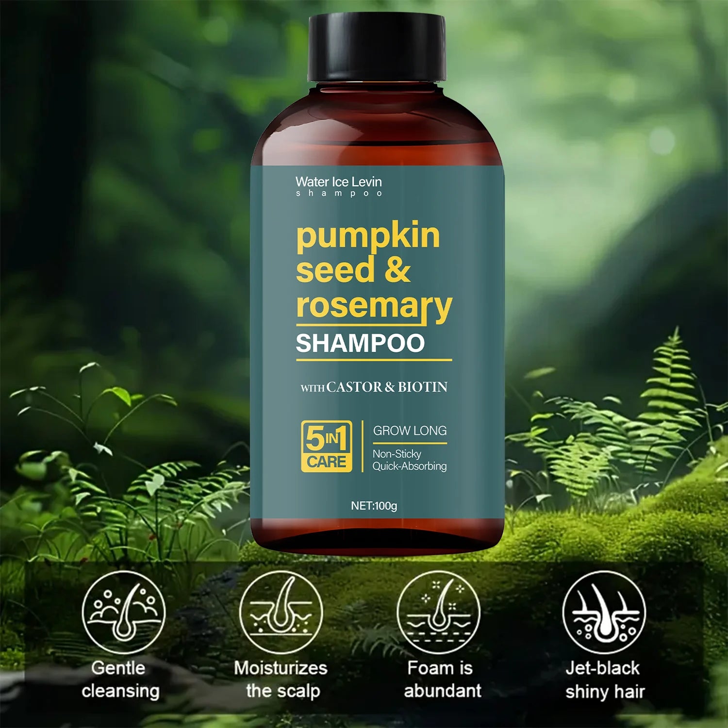 Pumpkin Seed and Rosemary Shampoo with Castor Oil and Biotin 100g - 6