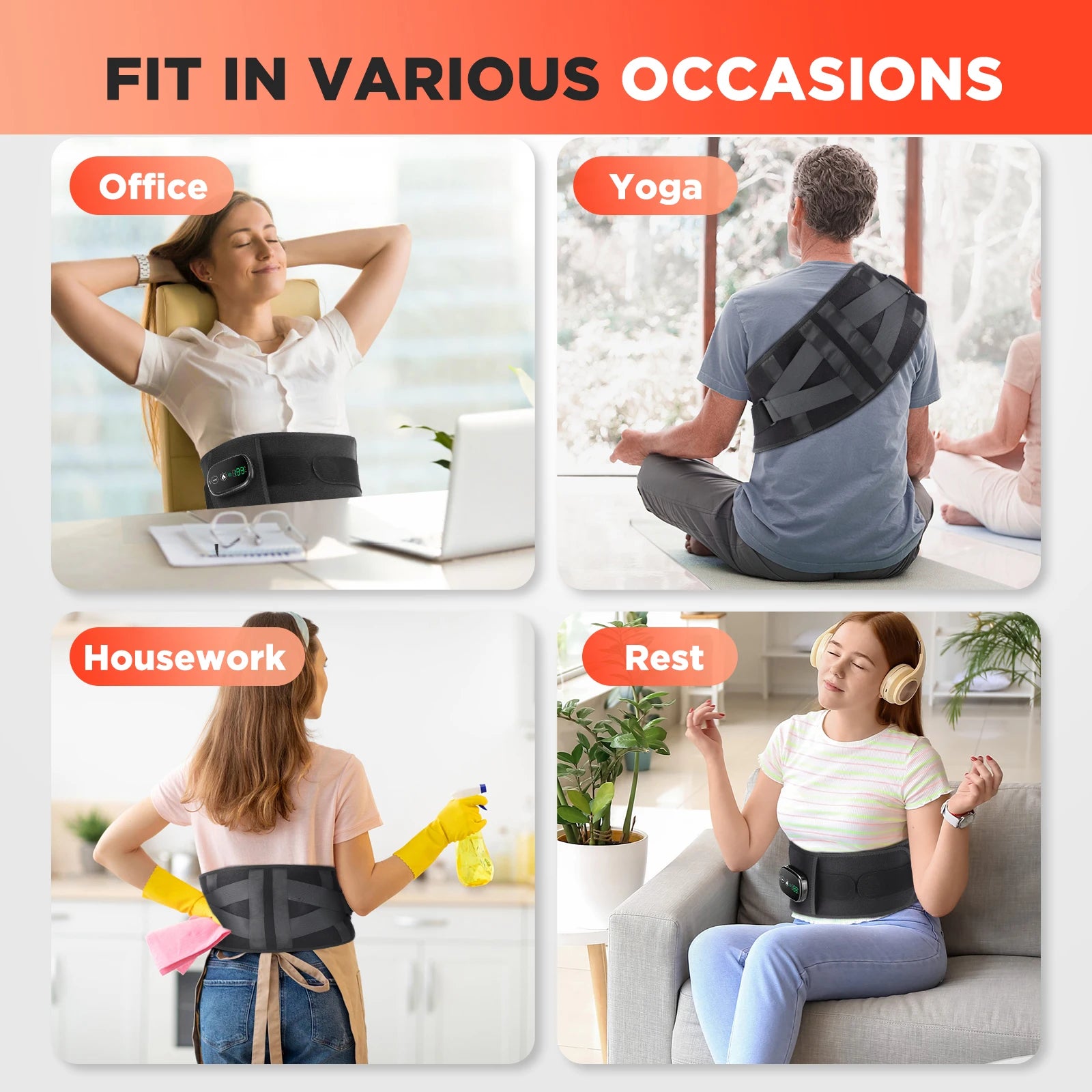 Heated Lower Back Support Belt with Vibration Massage - 6