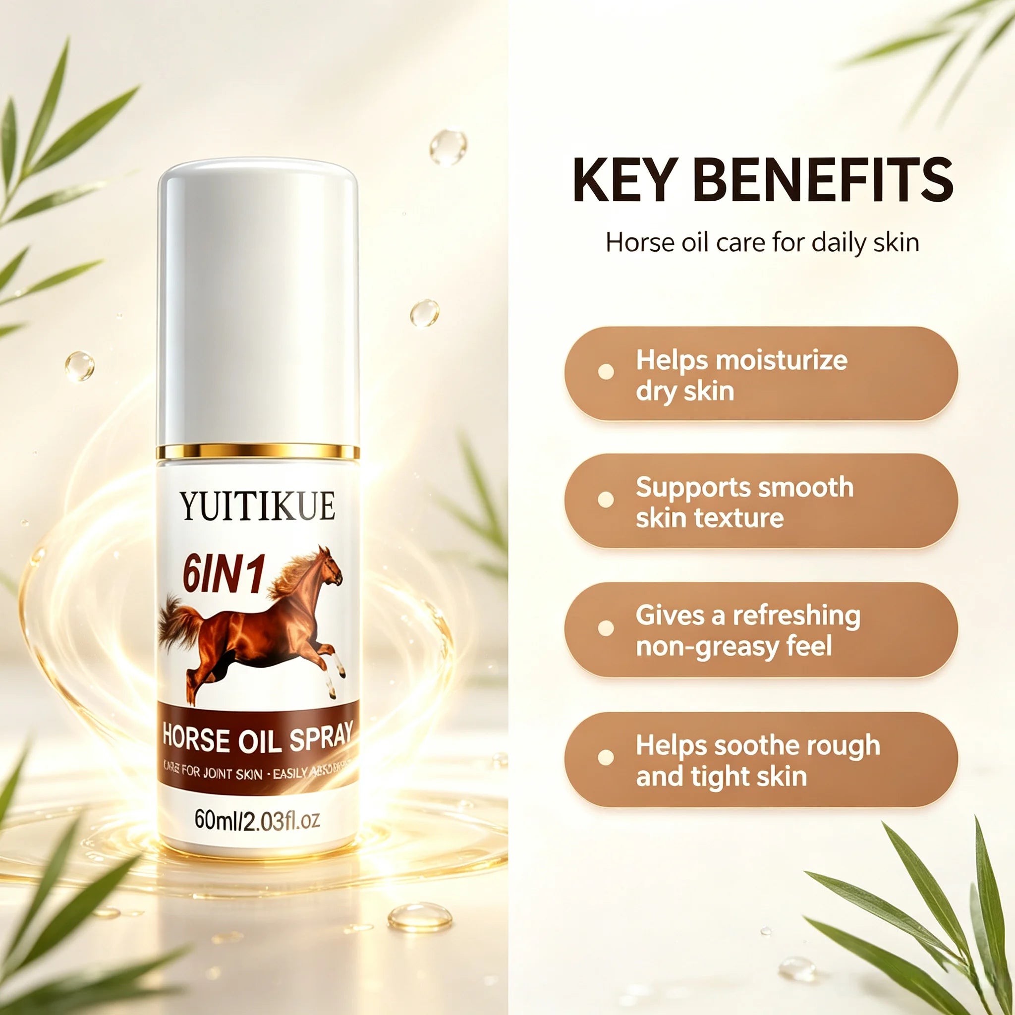 YUITIKUE 6 in 1 Horse Oil Spray Moisturizing Body and Joint Skin Care - 7
