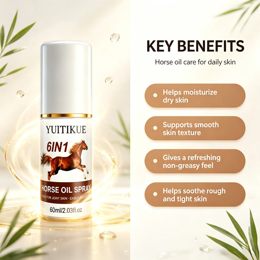 YUITIKUE 6 in 1 Horse Oil Spray Moisturizing Body and Joint Skin Care