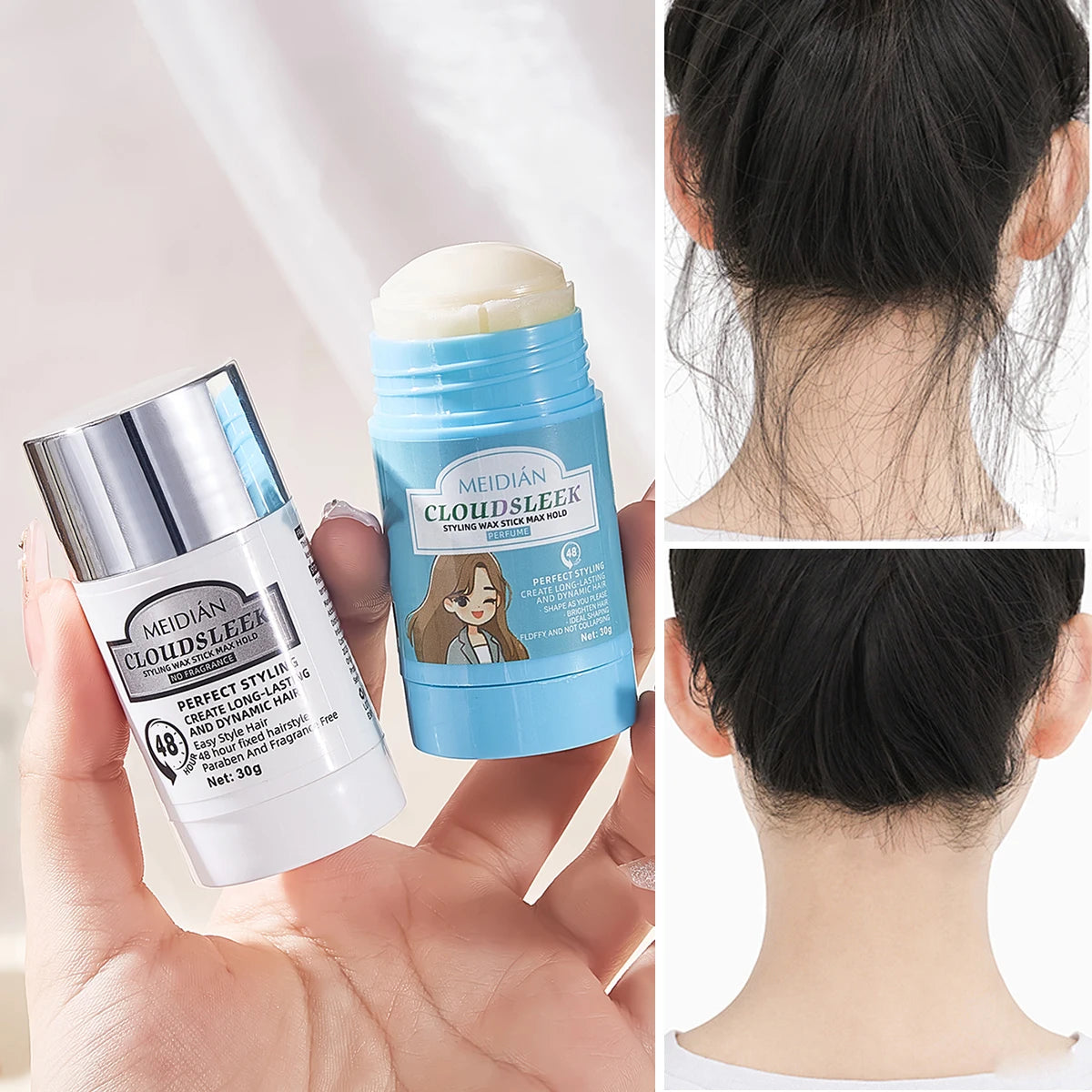 Meidian Hair Wax Stick Long Lasting Flyaway Tamer for Sleek Hairstyles