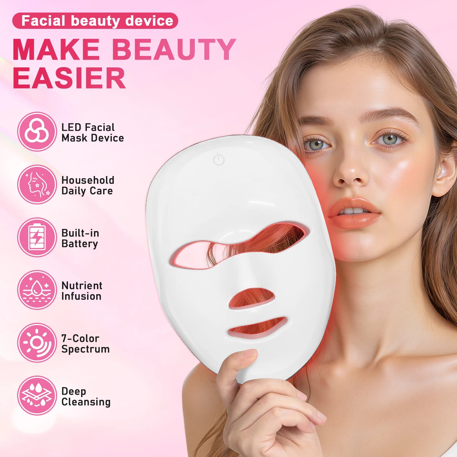 7-Color LED Photon Facial Mask for Skin Rejuvenation - 8