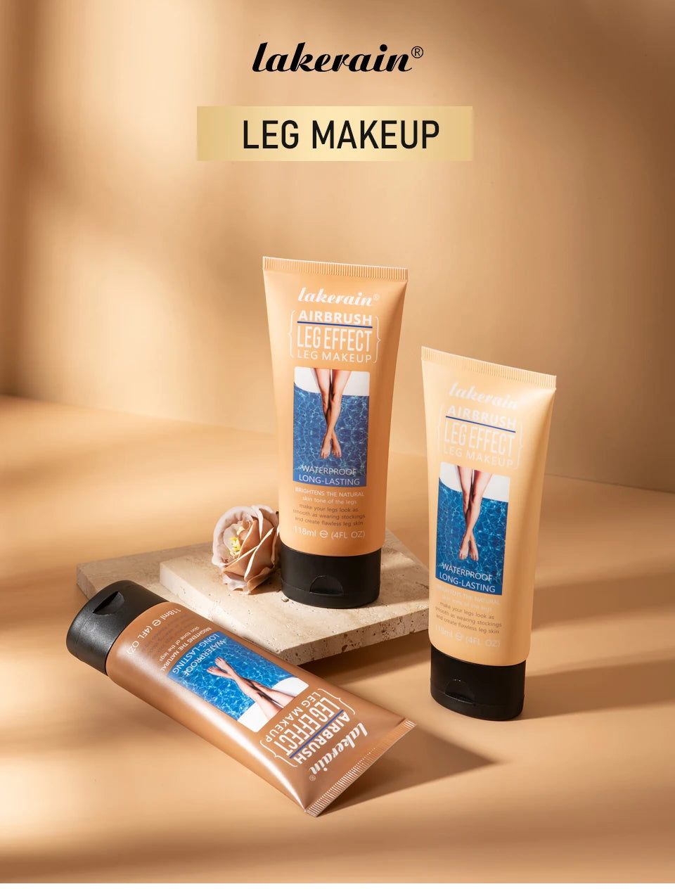 Waterproof Body Foundation and Leg Concealer with Applicator Glove