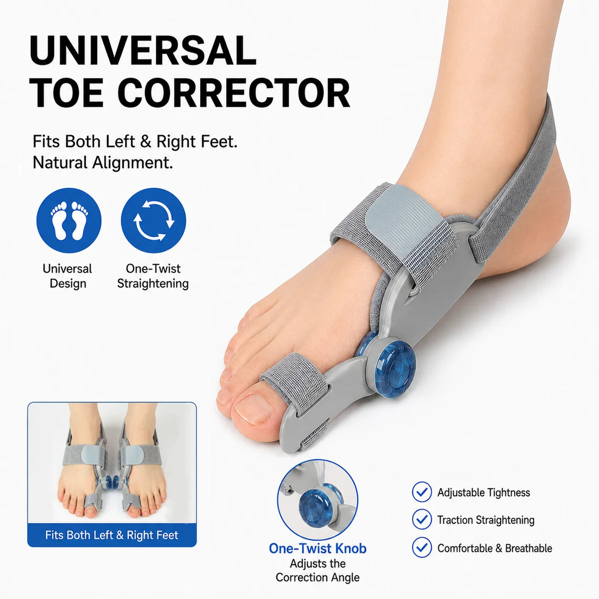 Adjustable Bunion Corrector and Toe Straightener Brace