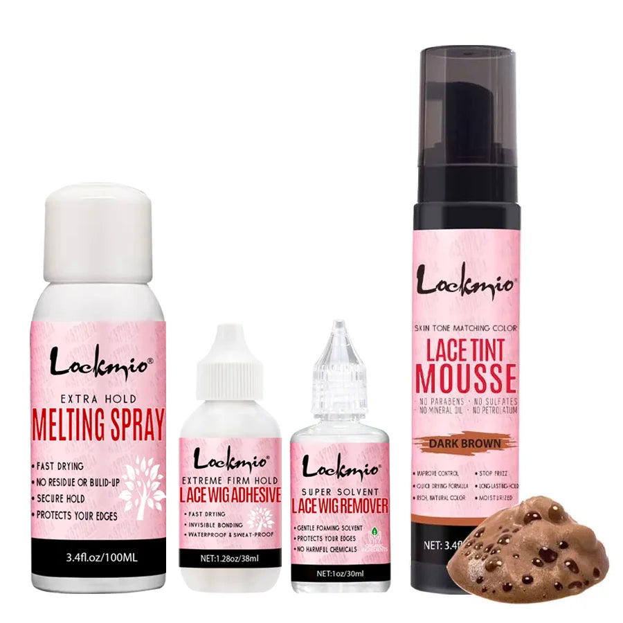 Lockmio Wig Installation Kit Lace Tint Mousse and Adhesive Glue Set - 19