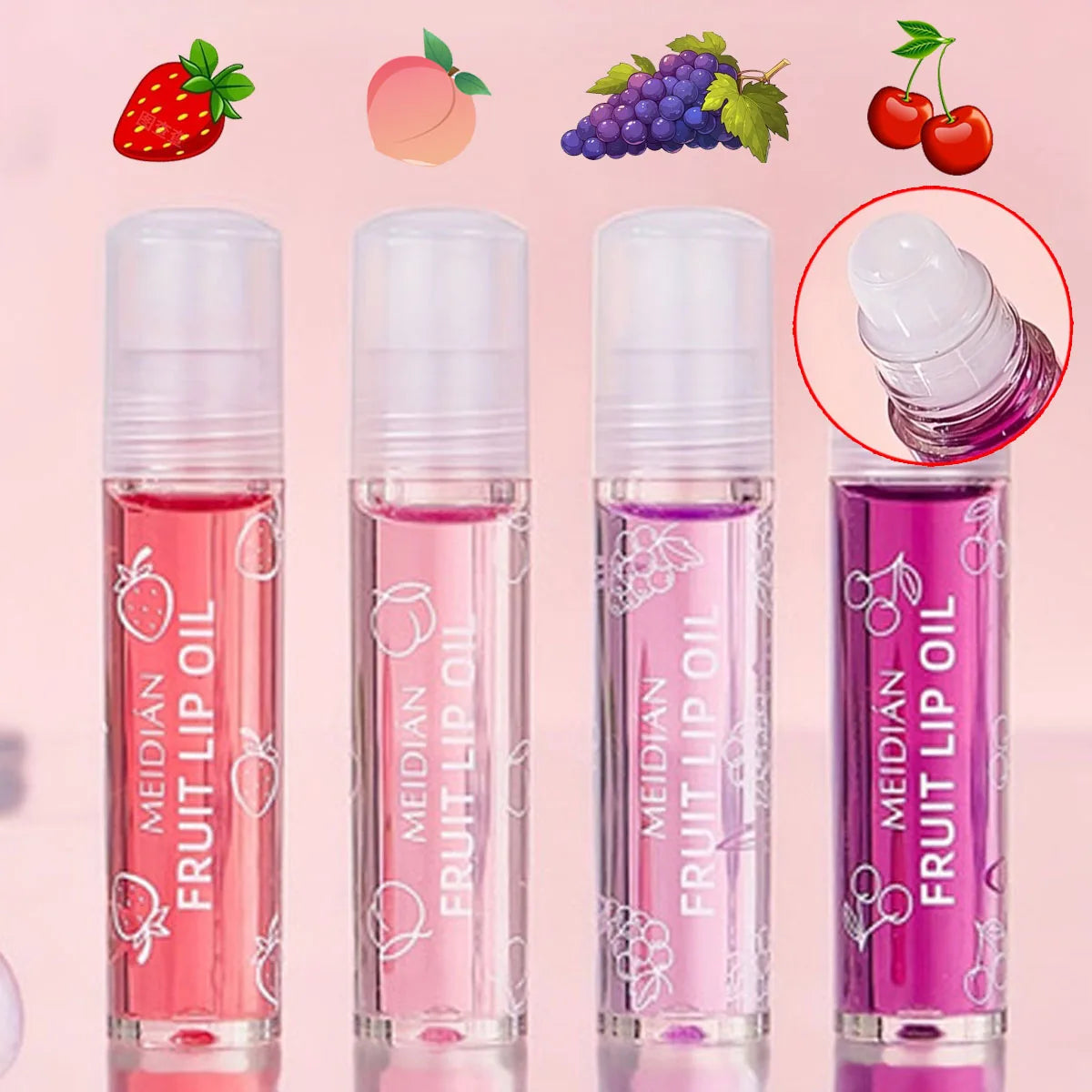 4 Piece Fruit Lip Oil Set Moisturizing Gloss for Dry Lips
