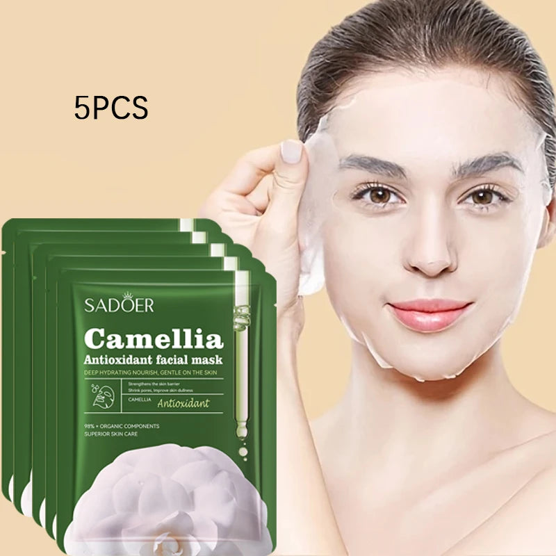 Sadoer Camellia Moisturizing Facial Mask 5 Piece Hydrating Sheet Set