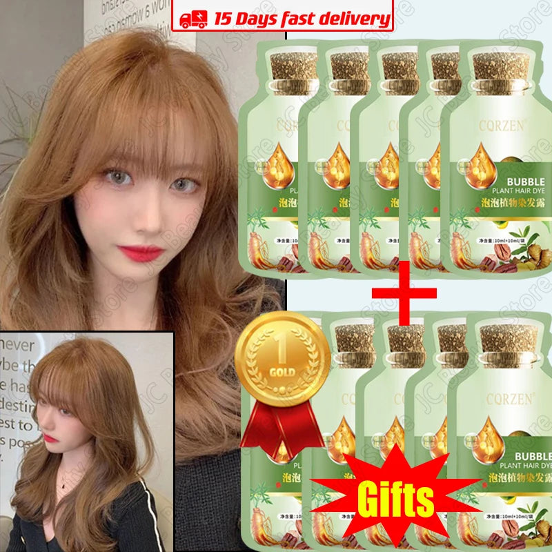 Natural Plant Herbal Extract Hair Dye Shampoo for Gray Hair Coverage