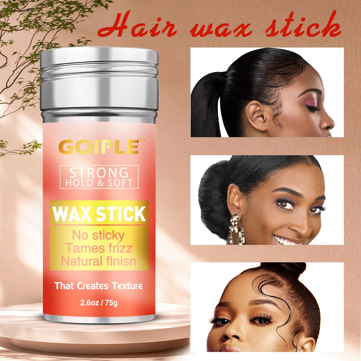 Goiple Hair Wax Stick and Styling Brush Set Anti Frizz Pomade