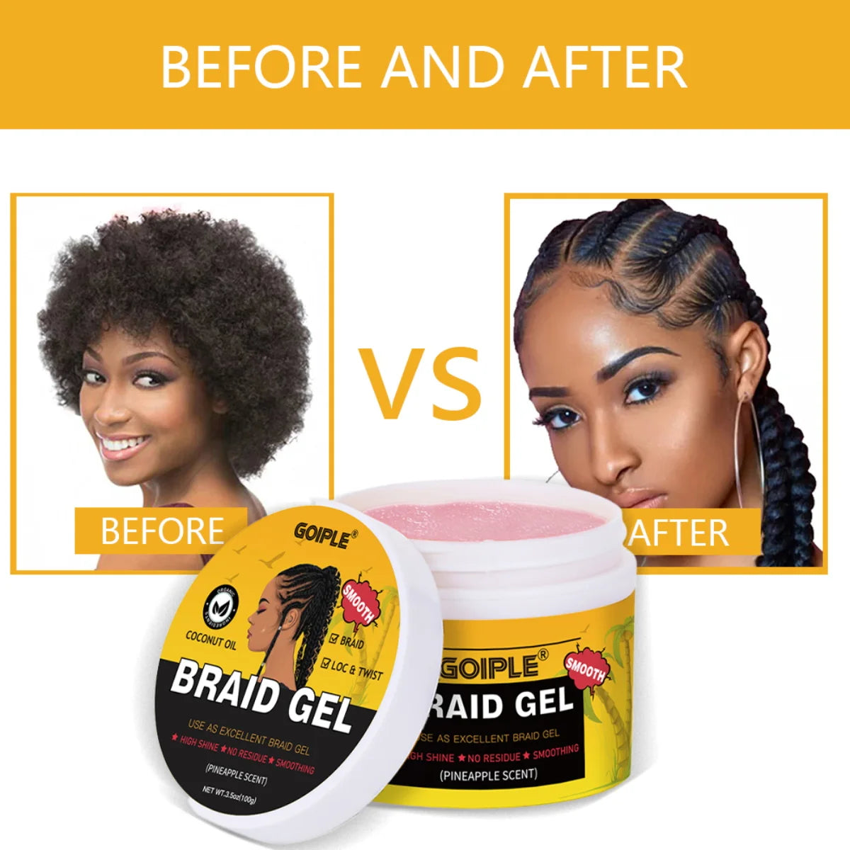 100g Pineapple Scented Braid Gel Smoothing Hairstyle Fixative Cream
