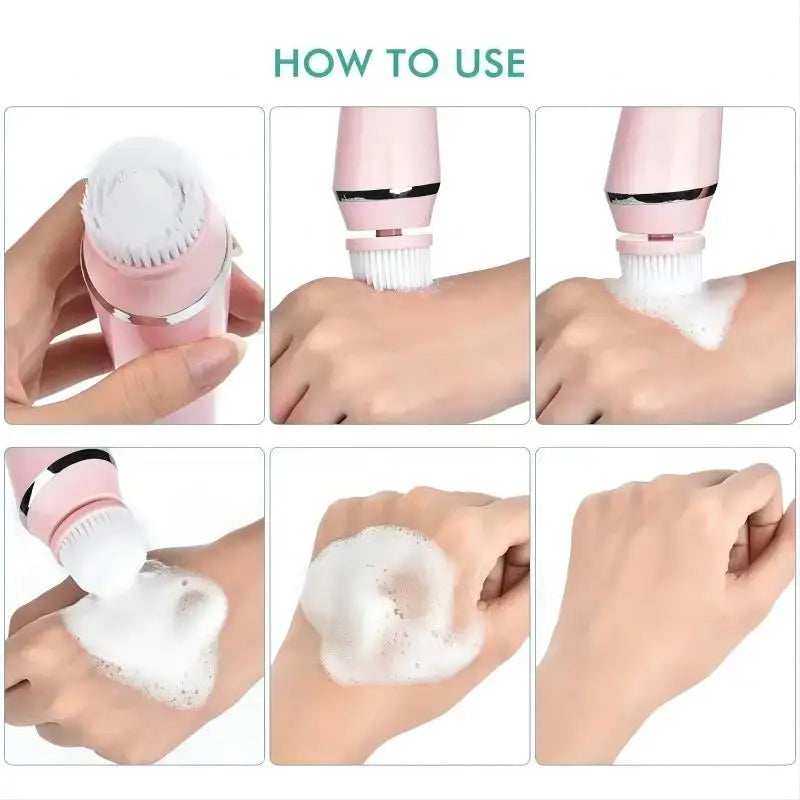 4-in-1 Electric Rotating Facial Cleansing Brush and Massager